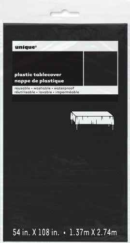 MIDNIGHT BLACK PLASTIC TABLECOVER RECTANGLE